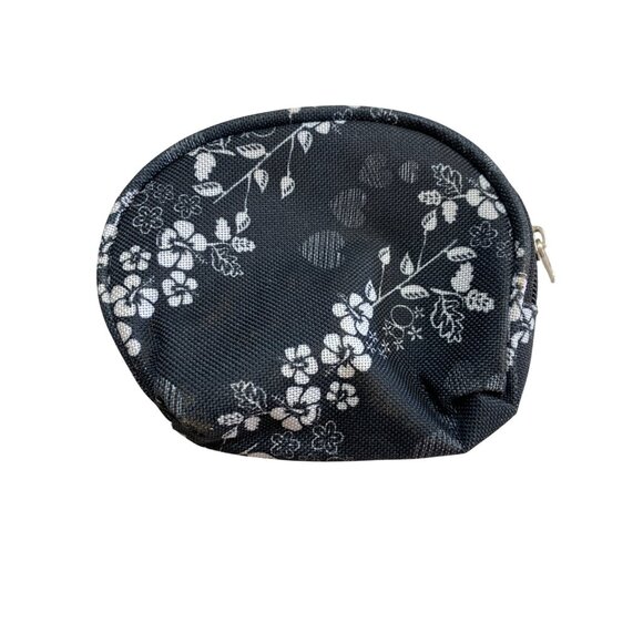 Floral Black & White Zippered Pouch Set 3 Small Medium Large Durable Polyester I - Picture 7 of 11
